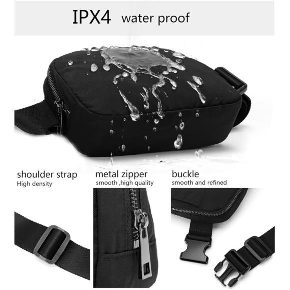 Fanny Belt Bag Waist Pack Crossbody Bags Bum Bag for Running Hiking -black - Picture 6 of 6